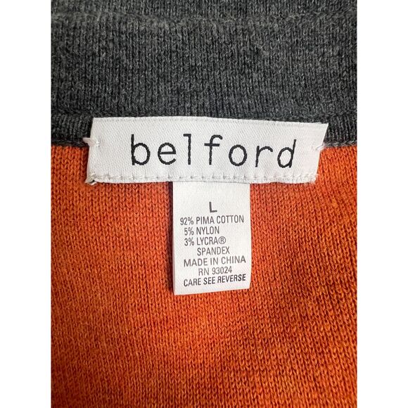 Belford Women's Reversible Double-Face Vest Gray Orange Pima Cotton Size L - Picture 3 of 8